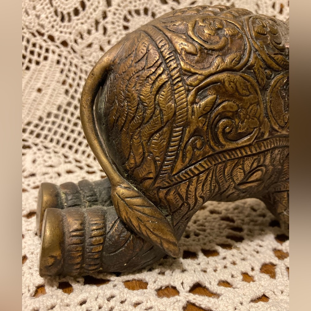 Ornate Brass Elephant - Heavy, Made in India - Picture 4 of 13